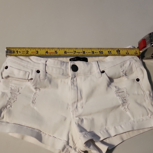 STS Blue White Jean Shorts Distressed Cut-Off Style - Picture 4 of 5